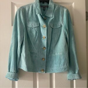 NWT Josephine Chaus Turquoise Blazer - Size 8 - 100% genuine leather